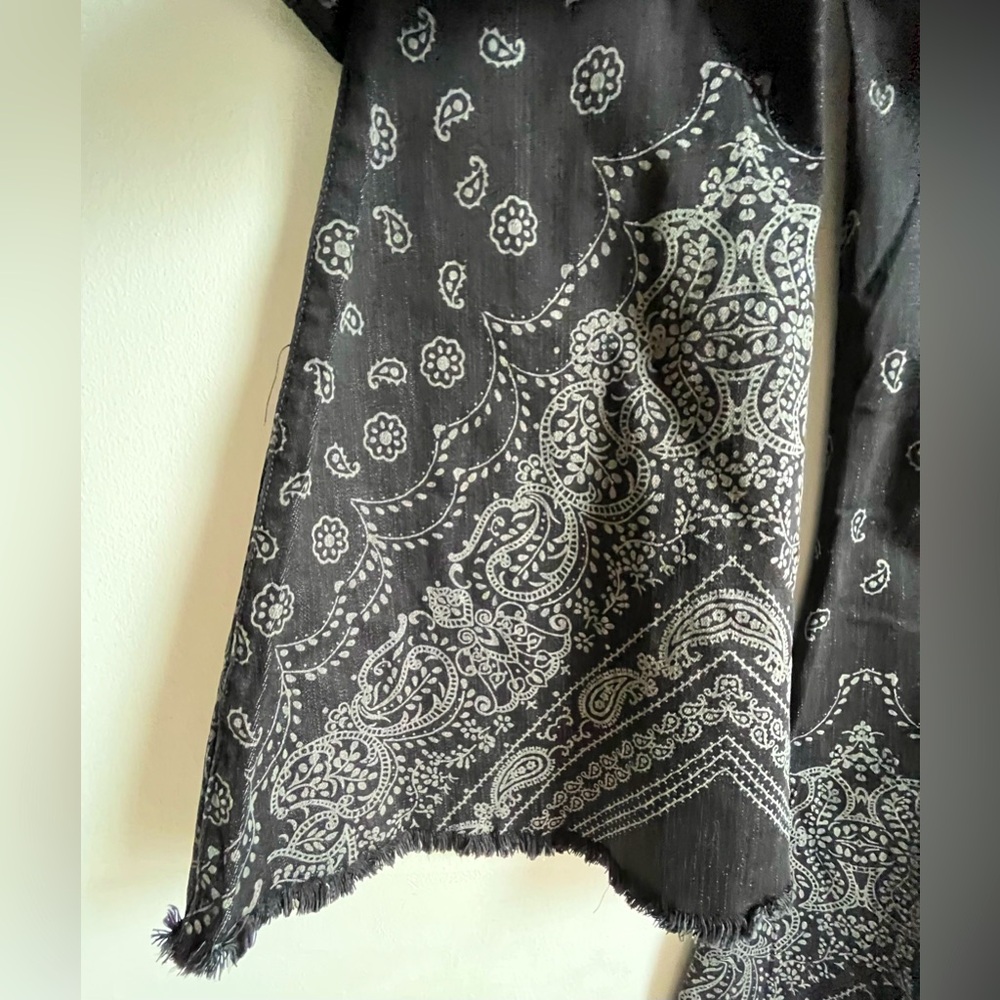 FREE PEOPLE Black Bandana Super Flare Jeans - Picture 11 of 14
